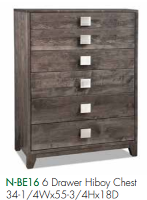 Handstone Belmont 6 Drawer  Hiboy Dresser