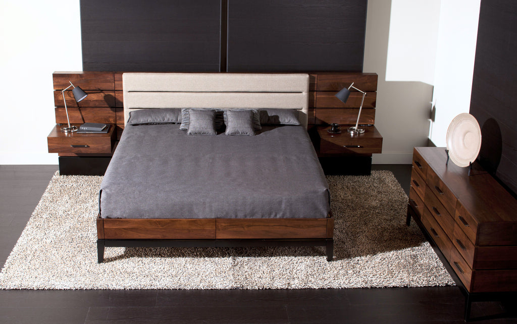 TH Solid Wood Definity Upholstered Panel Bed with Storage Drawers — supplier product photograph