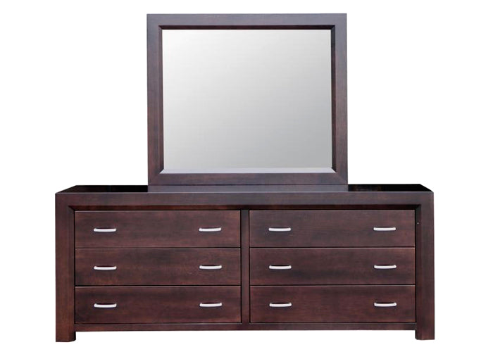 Contempo 6 Drawer Long Dresser & Mirror